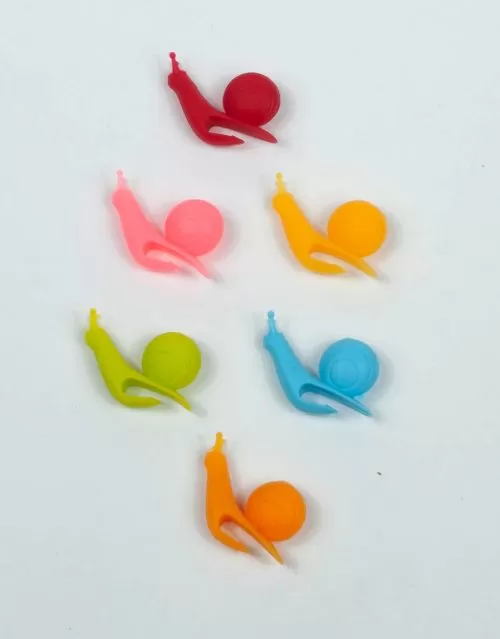 Set de 6 reposa bolsas de té en forma de caracol.