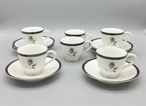 Juego de 6 tazas de porcelana japonesa modelo Midnight Rose HC-100. 