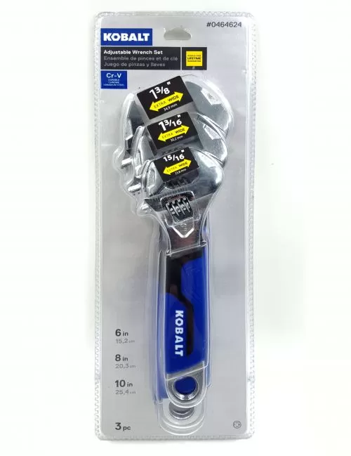 Llave inglesa (llave perico). Juego de 3 piezas marca KOBALT.