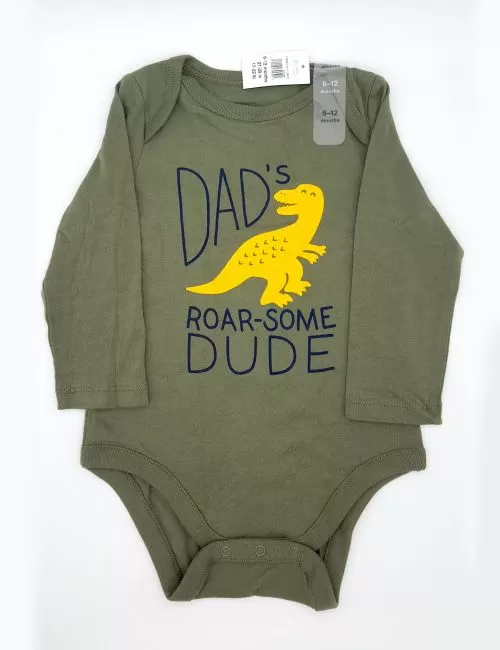 Pañalero Baby Gap color verde con dinosaurio. 