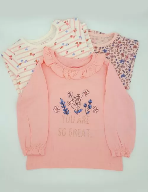Juego de 3 blusas para niña de 9 a 12 meses.