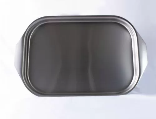 Charola en acero inoxidable.